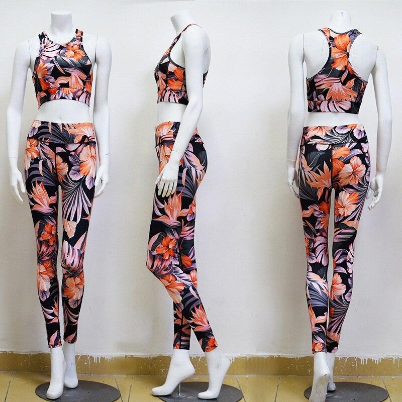 EP Print Women Fitness Yoga Set Sportwear Outfits Floral Workout