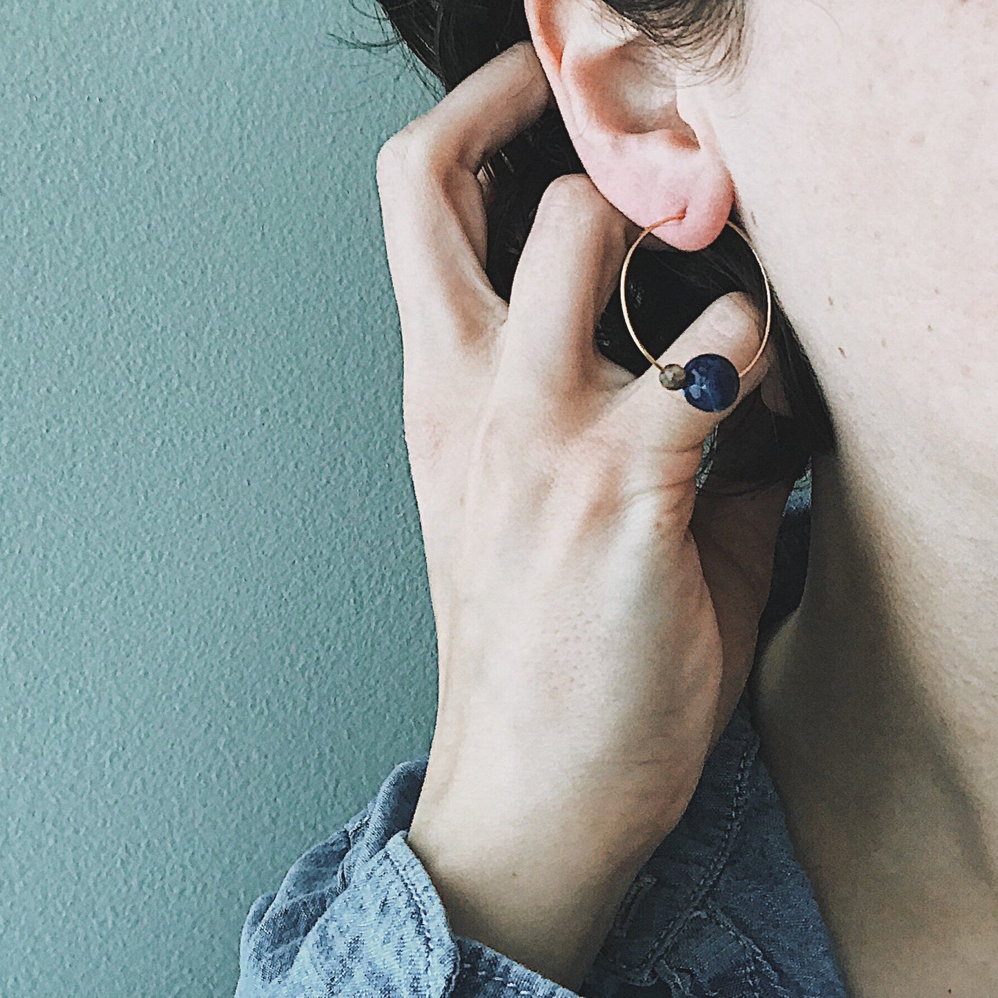 Earth and Moon Jasper Bead Hoop Earrings