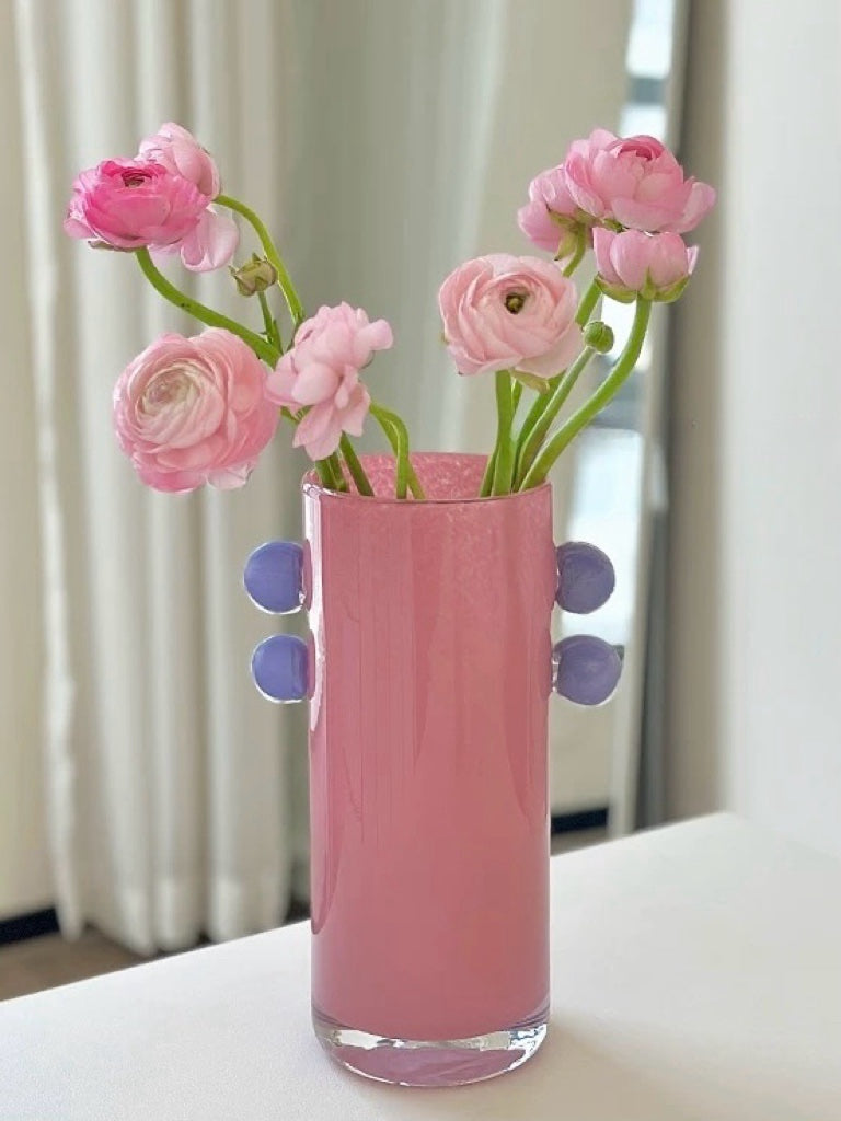 Handblown Whimsical Cylinder Vase - Eclectic Table Setting