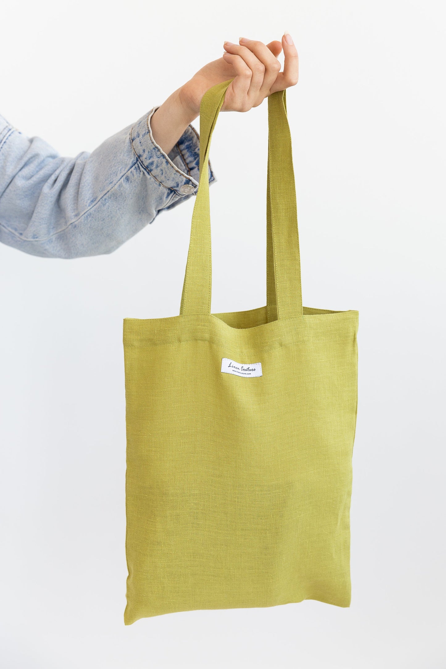 Mustard linen tote bag