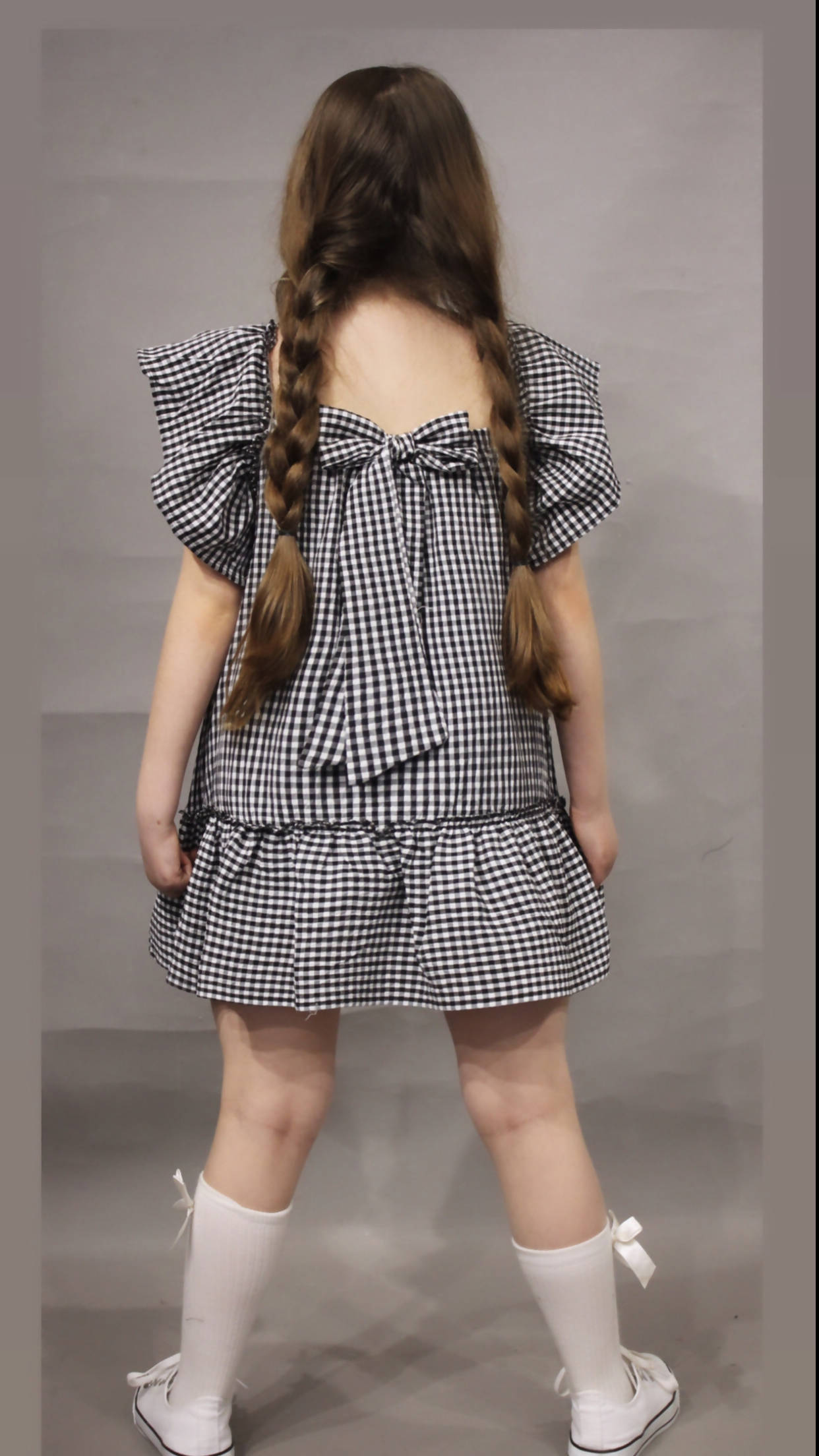 Flutter Sleeve Girl's Dress, Summer Seersucker Style Dress