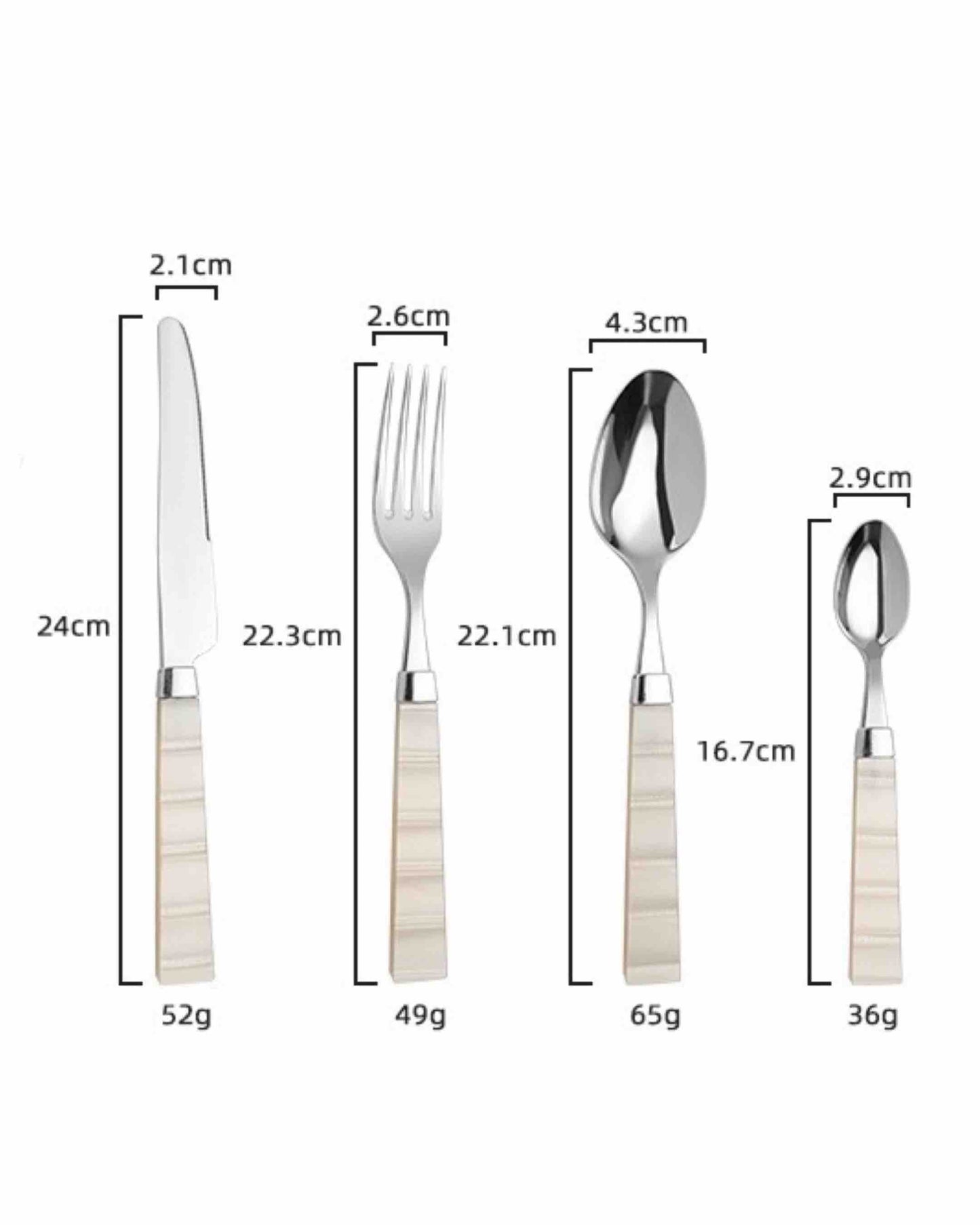 Pearl Flatware Set of 8 Pcs, Elegant Italian Giada Cutlery, Ivory