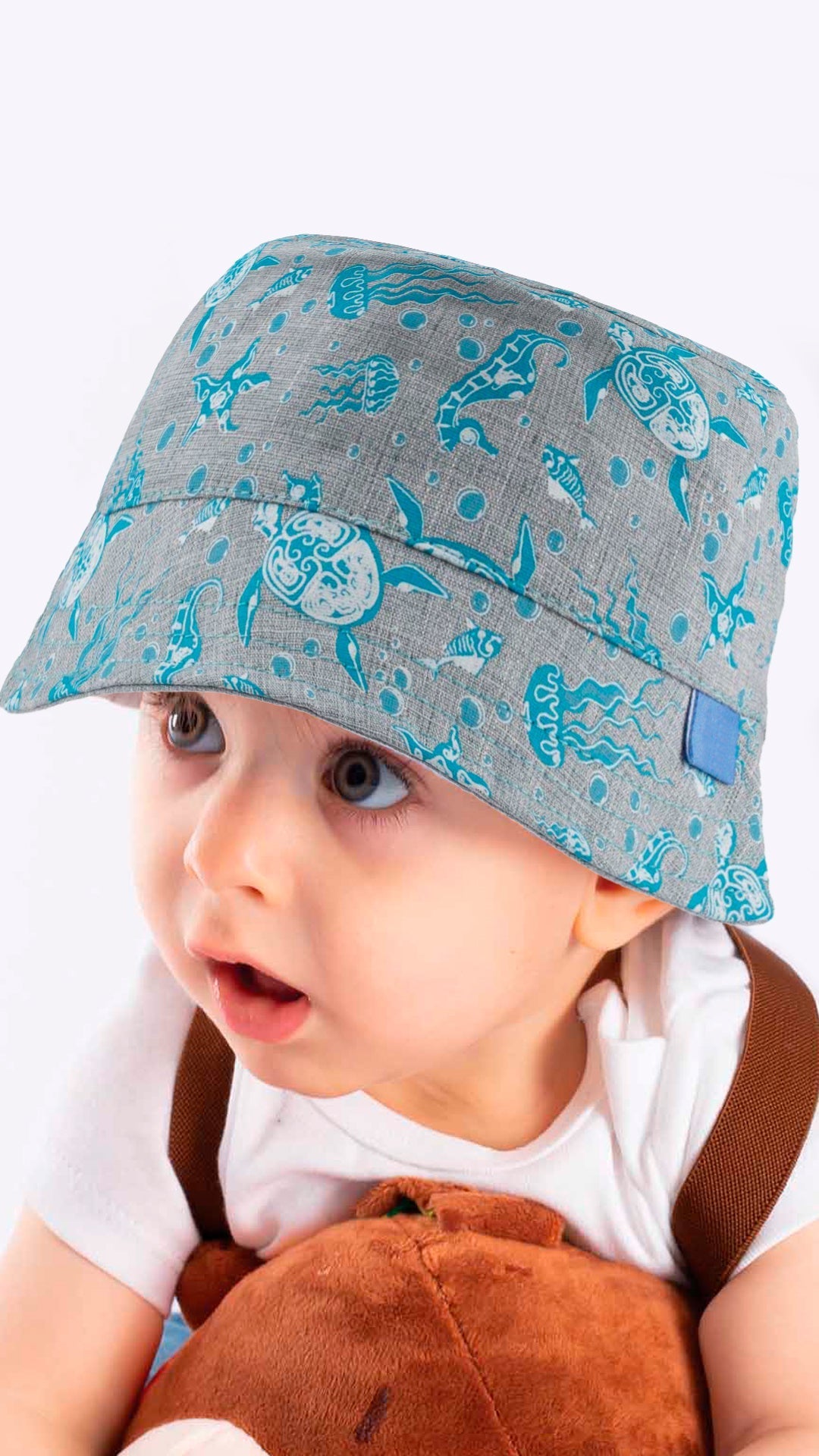 Infant Bucket Hat Ocean Life, Sea Animals, Nautical Theme Print Baby