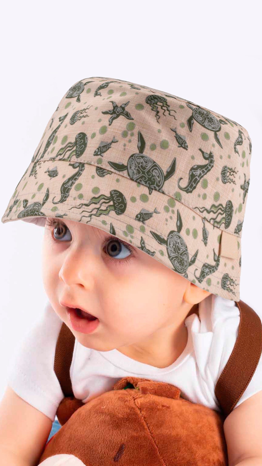 Infant Bucket Hat Ocean Life, Sea Animals, Nautical Theme Print Baby