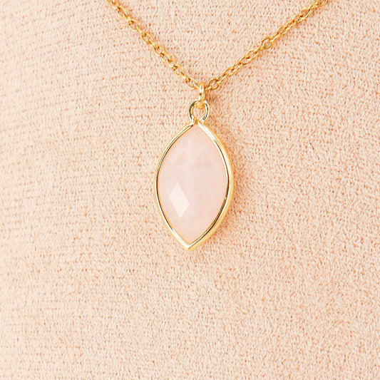 Pendentif | Amande en Quartz rose