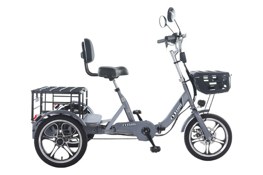 Foldable cargo e-trike 48v 400w 16 inch tire ebike for the elderly