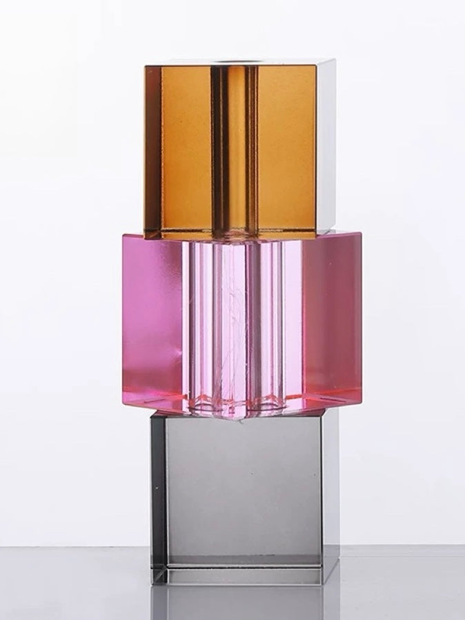 Modern Crystal Cube Bud Vase, Dopamine Table Setting Centrepieces