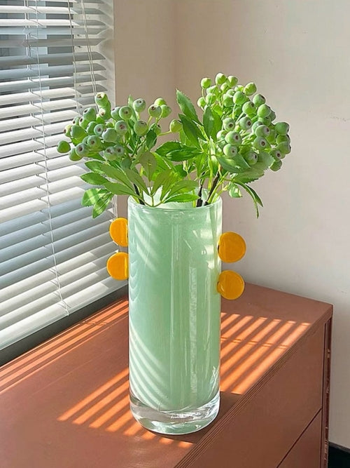 Handblown Whimsical Cylinder Vase - Eclectic Table Setting