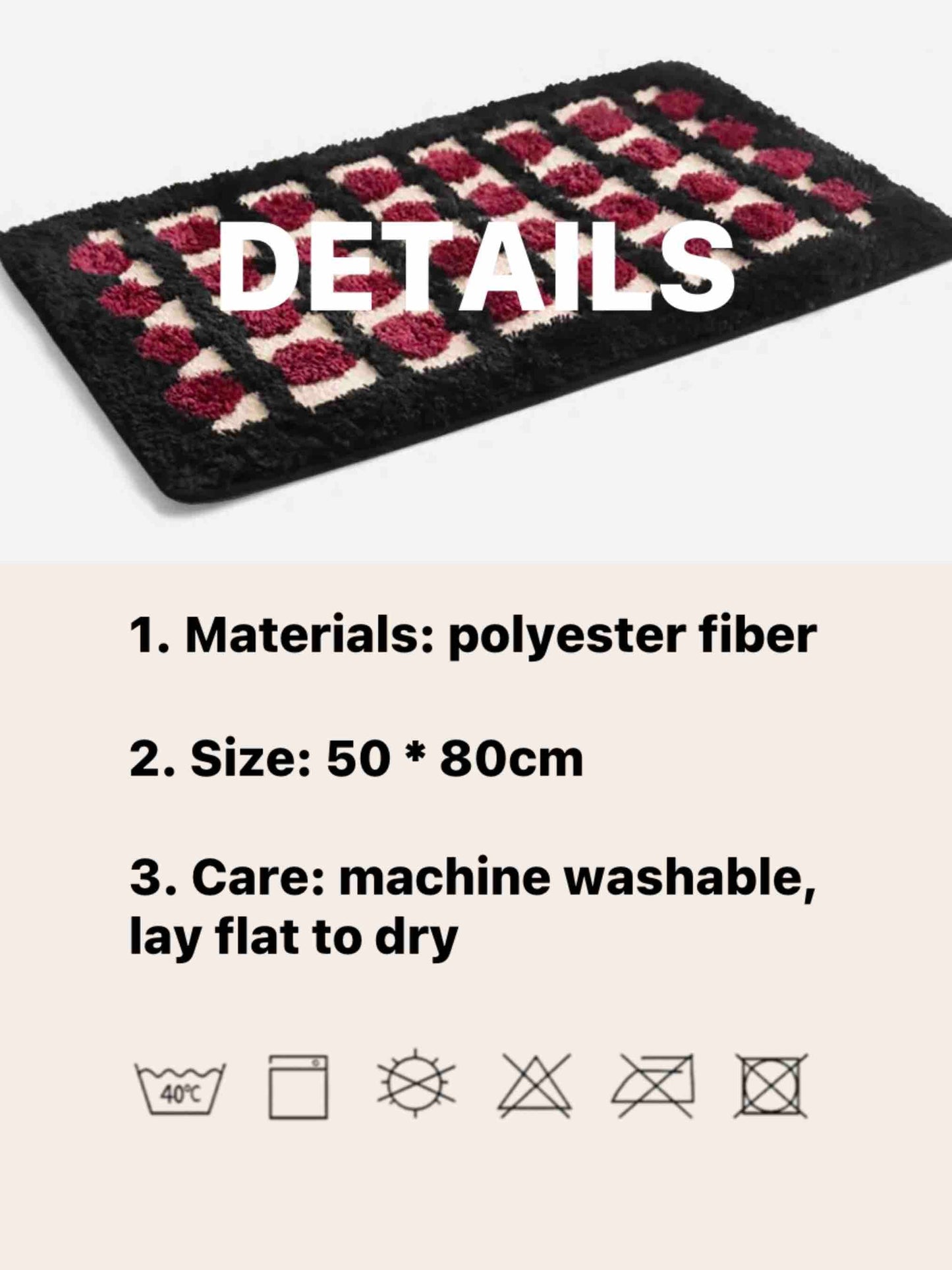 Retro Dotted Bath Rug, Ultra Soft, Absorbent & Anti-slip