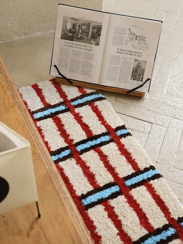 Retro Contrast Checker Bedside Tufting Runner Rug