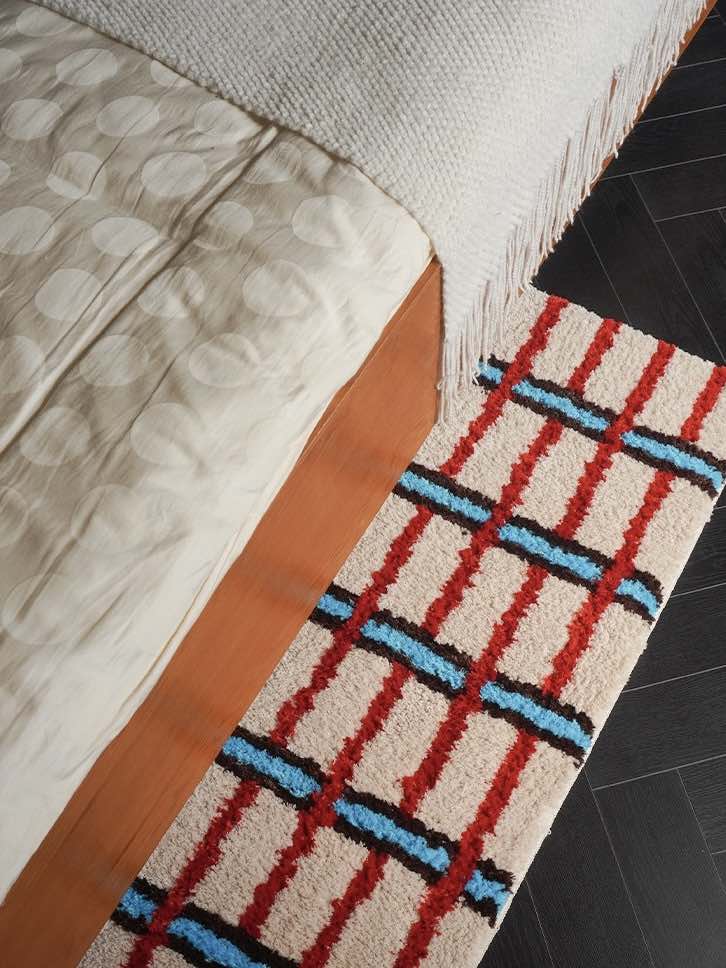 Retro Contrast Checker Bedside Tufting Runner Rug